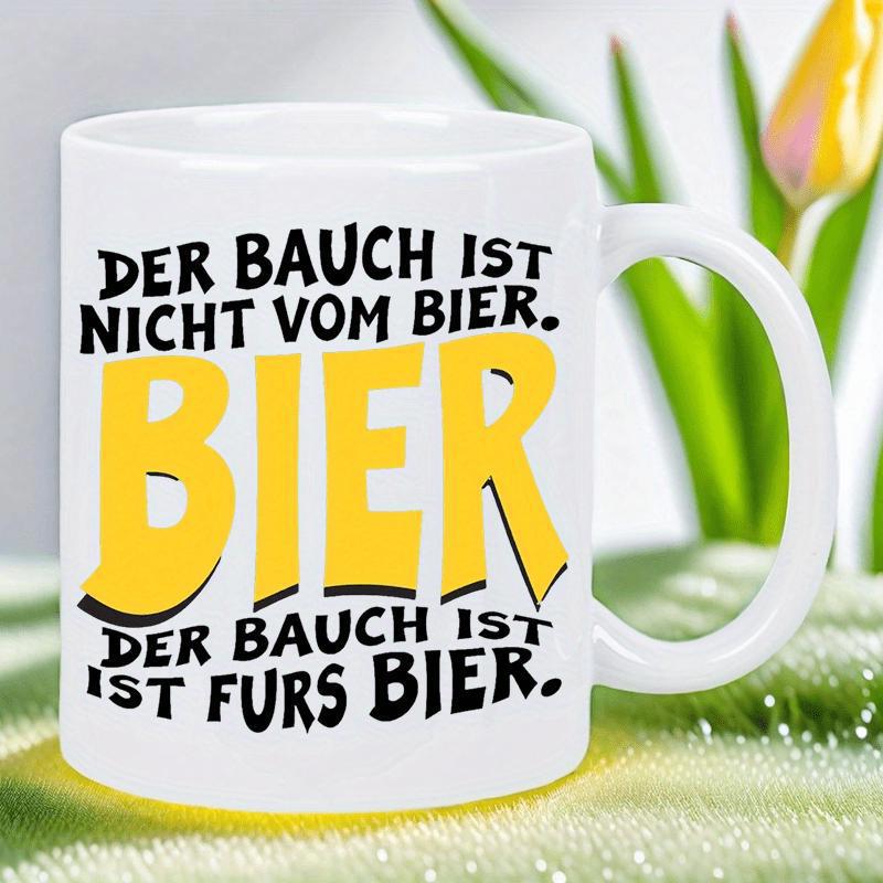 Tailorly White Ceramic 11 oz Mug - Bold Minimalist Typography Design With Vibrant Yellow And Black Decorative Lettering