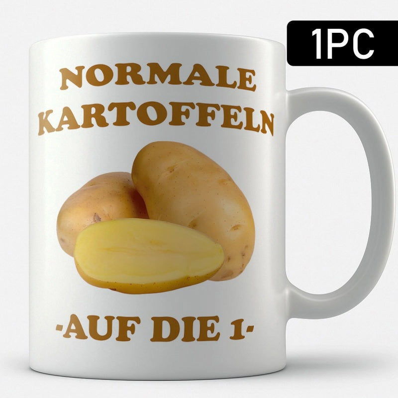 Tailorly White Ceramic 11 oz Mug - Fresh Raw Brown Skin Whole And Sliced Healthy Vegetable Potato