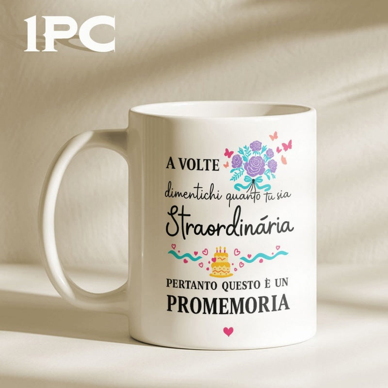 Tailorly White Ceramic 11 oz Mug - Vibrant Purple Floral Bouquet With Butterflies And Small Yellow Celebration Mug