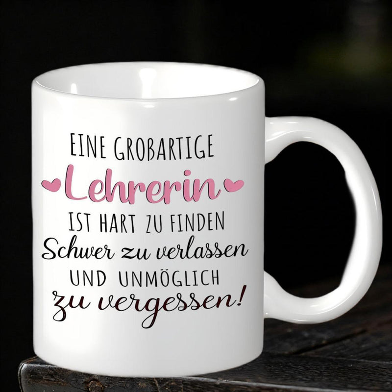 Tailorly White Ceramic 11 oz Mug - Elegant With Pink Hearts And Script Lettering Mug
