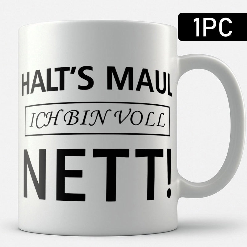 Tailorly White Ceramic 11 oz Mug - Sleek White Ceramic Coffee Cup Featuring Bold Minimalist Black Typography Mug