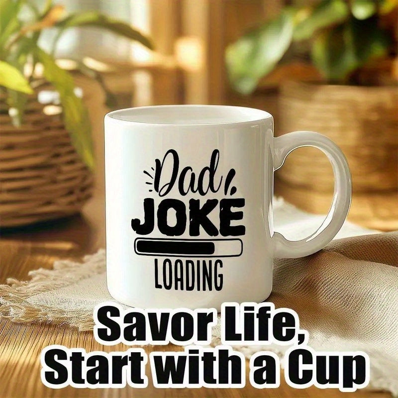 Tailorly White Ceramic 11 oz Mug - Dad Joke Loading Minimalist Digital Progress Bar With Playful Hand Lettered Accents Mug