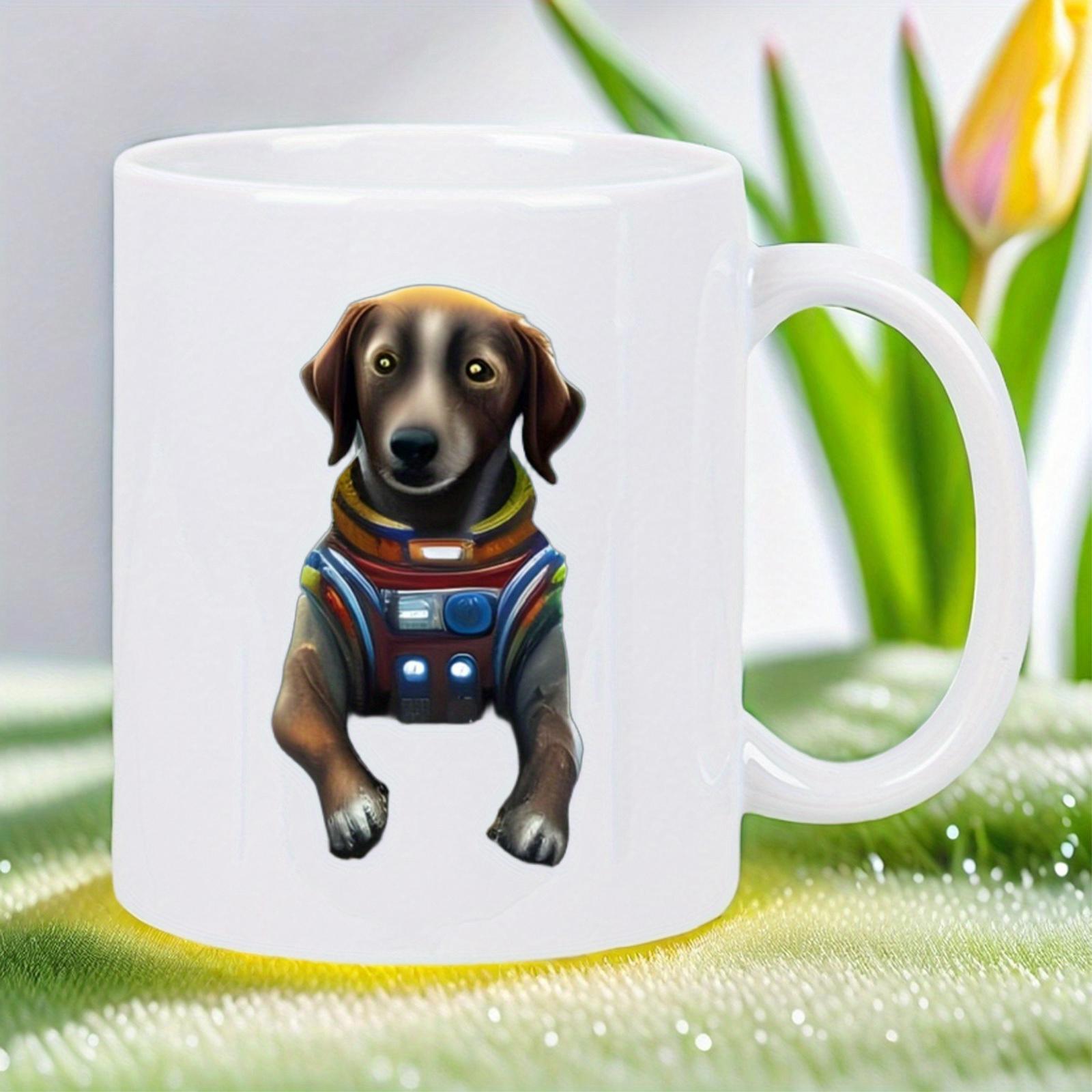 Tailorly White Ceramic 11 oz Mug - Brave Space Explorer Dachshund Wearing A Colorful Futuristic Technical Suit Dog
