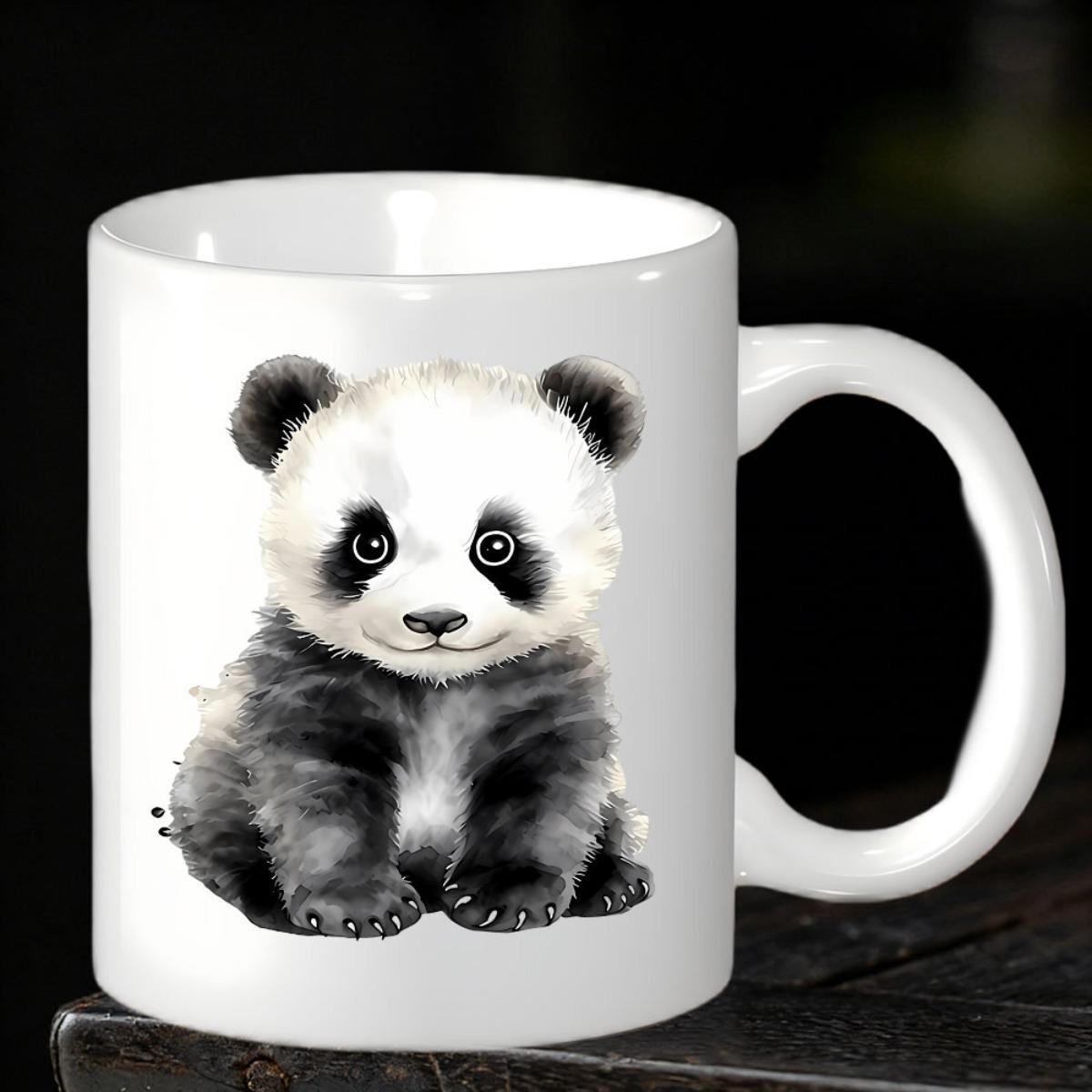 Tailorly White Ceramic 11 oz Mug - Adorable Watercolor Baby Cub Sitting Peacefully On A Clean Background Panda