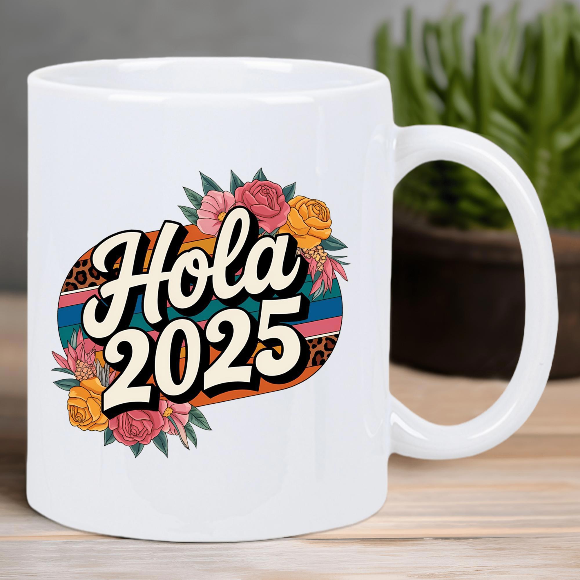 Tailorly White Ceramic 11 oz Mug - 2025 Vibrant Retro Floral Pattern With Leopard Print And Colorful Stripes Mug