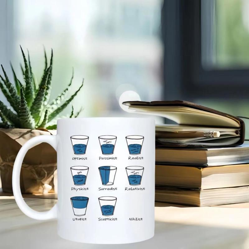 Tailorly White Ceramic 11 oz Mug - Minimalist Grid Of Glass Diagrams Showing Philosophical And Scientific Perspectives