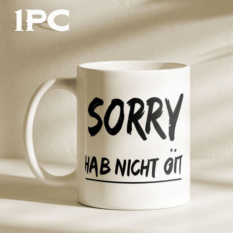 Tailorly White Ceramic 11 oz Mug - Sorry Minimalist Clean With Bold Artistic Brushstroke Mug