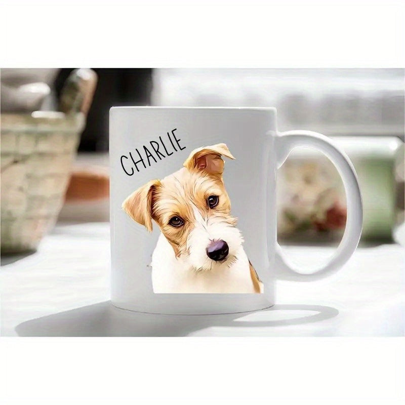 Tailorly White Ceramic 11 oz Mug - Charlie Cute Realistic Portrait Of A Brown And White Small Terrier Dog
