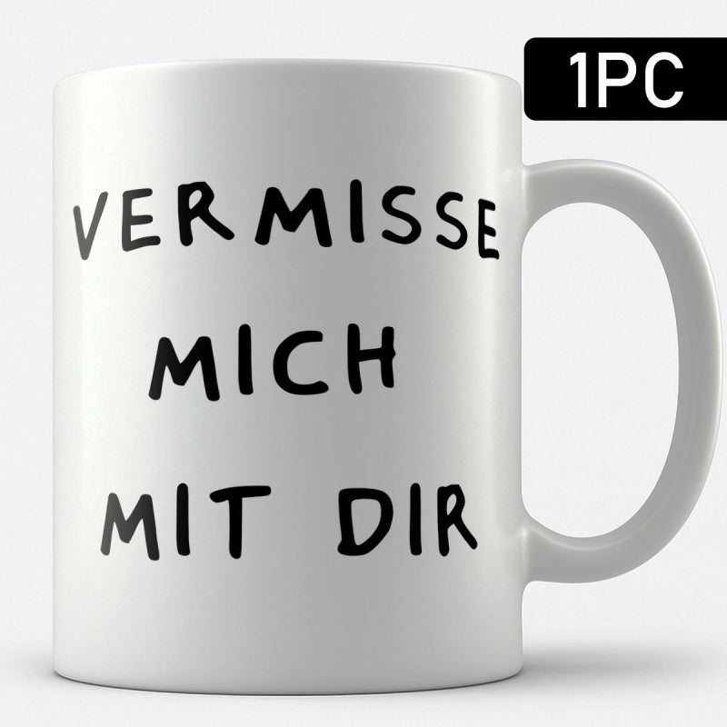 Tailorly White Ceramic 11 oz Mug - Simple Minimalist White Surface Featuring Bold Black Hand Written Typography Mug