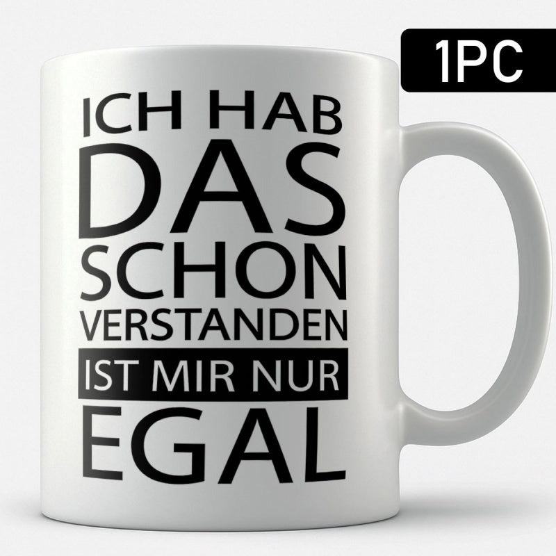 Tailorly White Ceramic 11 oz Mug - Minimalist White Ceramic Coffee Cup With Bold Black Typography Text Mug