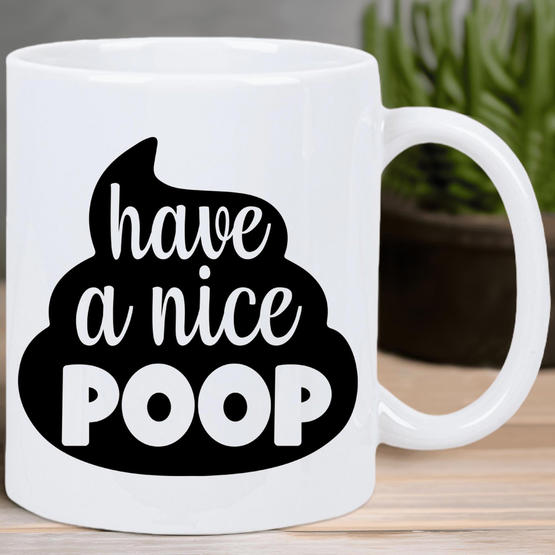 Tailorly White Ceramic 11 oz Mug - Have A Nice Poop Whimsical Black Swirl Silhouette Featuring Minimalist Bathroom Humor Styling Aesthetic Mug