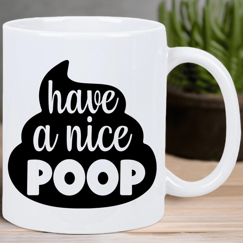 Tailorly White Ceramic 11 oz Mug - Have A Nice Poop Whimsical Black Swirl Silhouette Featuring Minimalist Bathroom Humor Styling Aesthetic Mug