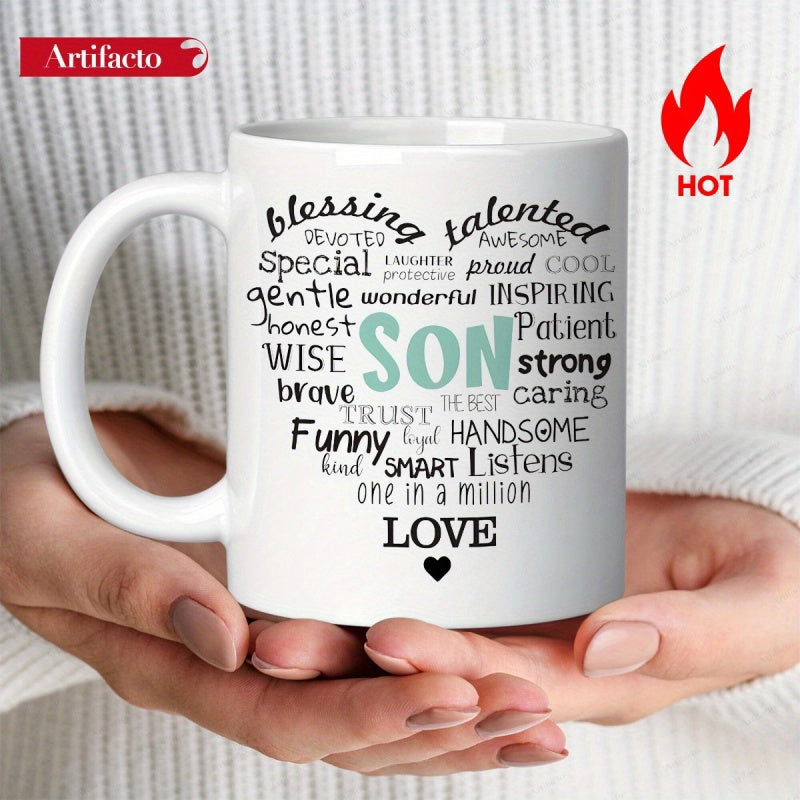 Tailorly White Ceramic 11 oz Mug - Son Love Blessing Talented Special Gentle Honest Wise Brave Trust Funny Smart Listens One In A Million Sleek Featuring