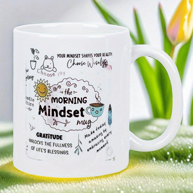 Tailorly White Ceramic 11 oz Mug - The Morning Mindset Mug Gratitude Unlocks The Fullness Of Lifes Blessings Whimsical Doodles Featuring A Radiant Smiling Sun And