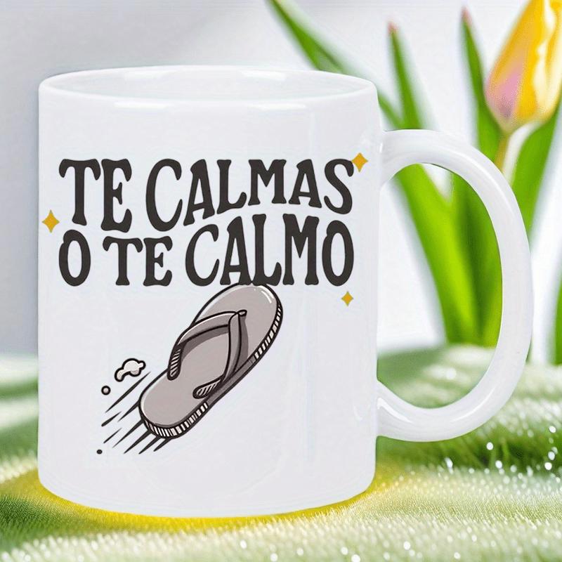 Tailorly White Ceramic 11 oz Mug - Cartoon Slipper Flying Through The Air Surrounded By Small Sparkle Stars Flip-flop