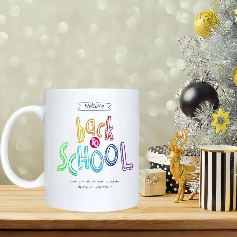 Tailorly White Ceramic 11 oz Mug - Welcome Back To School Vibrant Colorful Artistic Hand Drawn Letters In Playful Decorative Style Sign