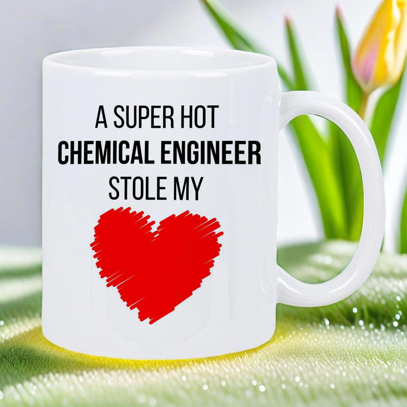 Tailorly White Ceramic 11 oz Mug - A Super Hot Chemical Engineer Stole My Vibrant Hand Drawn Scribbled Red Romantic Symbol Expressing Love Heart