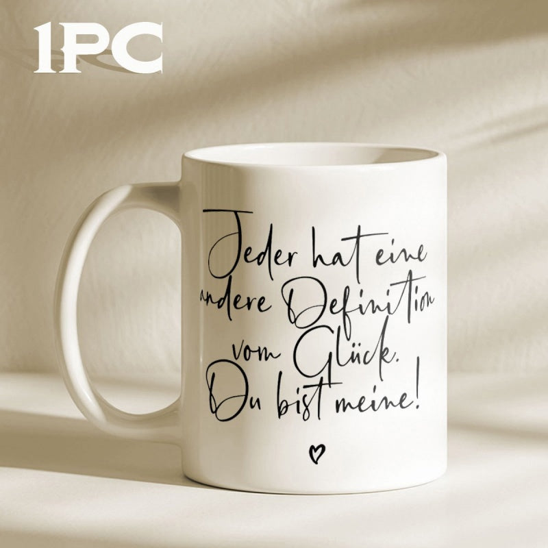 Tailorly White Ceramic 11 oz Mug - Elegant Featuring Artistic Script And Heart Mug