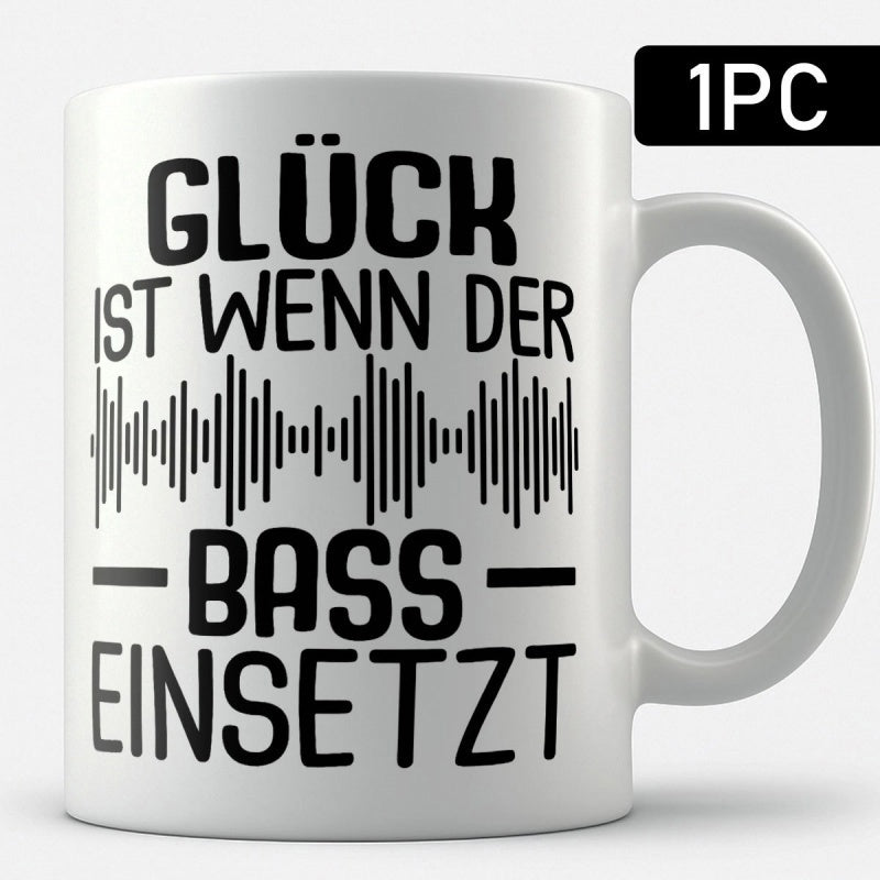 Tailorly White Ceramic 11 oz Mug - Minimalist Digital Audio Frequency Bars Displayed On Ceramic Surface Soundwave
