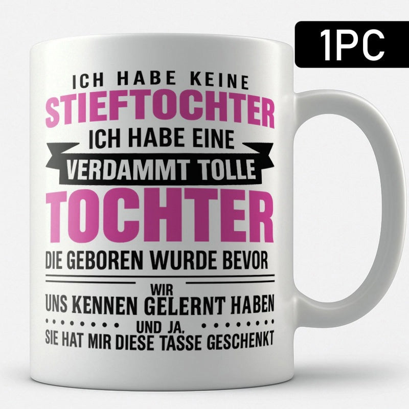 Tailorly White Ceramic 11 oz Mug - Minimalist Typography Design On Smooth Ceramic Surface With Bold Pink Accents Mug