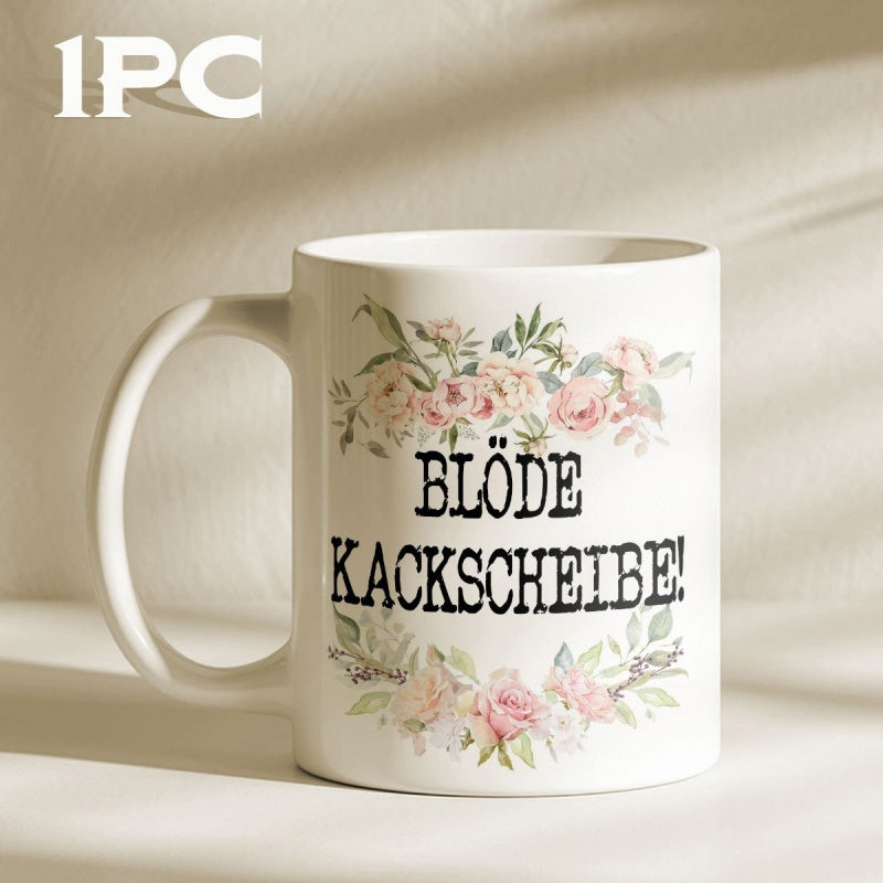 Tailorly White Ceramic 11 oz Mug - Elegant Pink Roses With Green Leaves Blooming In A Vintage Garden Flower