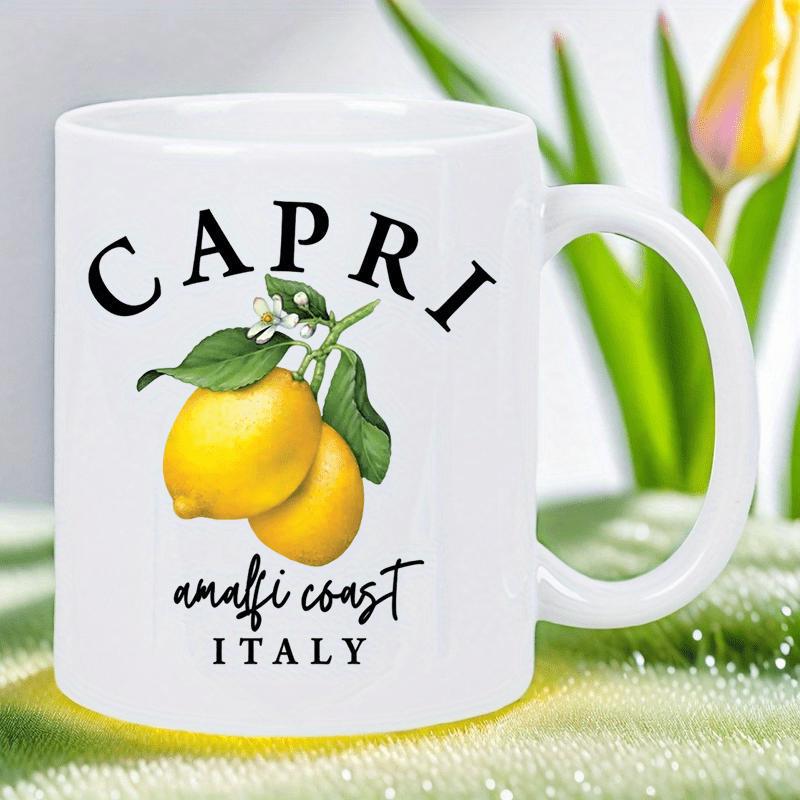 Tailorly White Ceramic 11 oz Mug - Capri Amalfi Coast Italy Sun Ripened Citrus Fruits Growing Among Green Garden Leaves Lemon