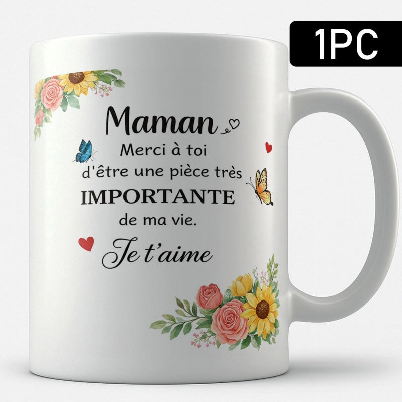 Tailorly White Ceramic 11 oz Mug - Vibrant Sunflowers And Soft Roses Blooming Among Delicate Green Leaves Flower