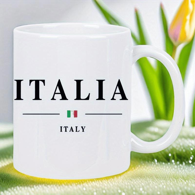 Tailorly White Ceramic 11 oz Mug - Italia Italy Minimalist National Flag Icon Centered Between Sleek Horizontal Dividing Lines Mug