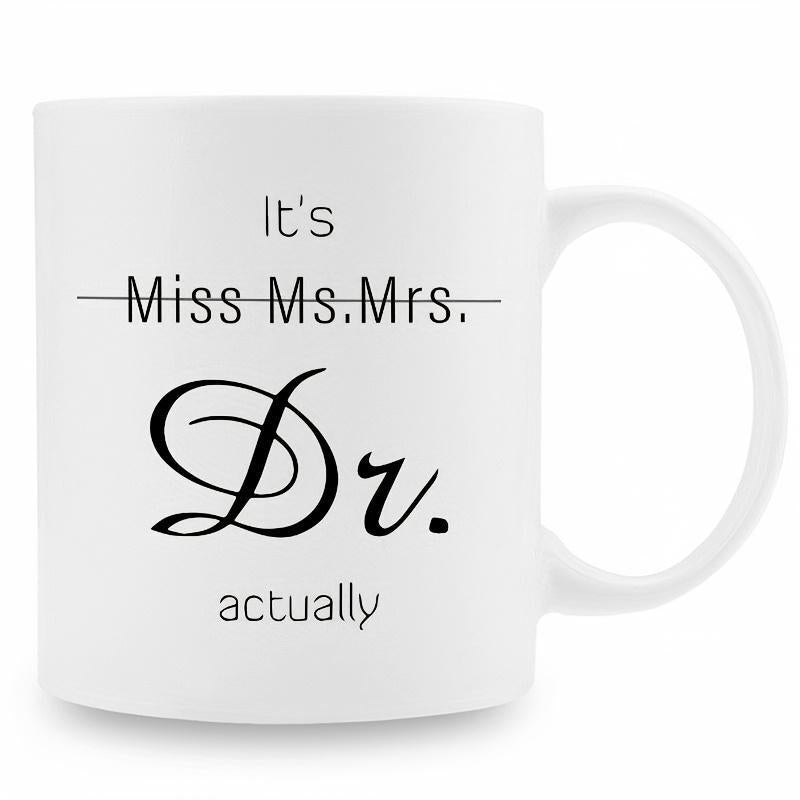 Tailorly White Ceramic 11 oz Mug - Its Miss Ms Mrs Dr Actually Simple Minimalist White Ceramic Coffee Cup Featuring Elegant Black Typographic Text Mug