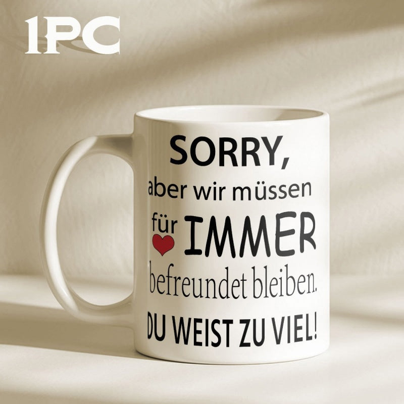 Tailorly White Ceramic 11 oz Mug - Sorry Minimalist With Funny Friendship Quote And Red Heart Mug