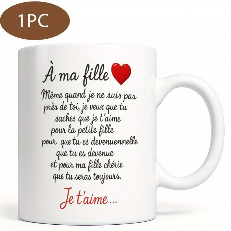 Tailorly White Ceramic 11 oz Mug - Simple Red Three Dimensional Shape Representing Love And Affection Heart