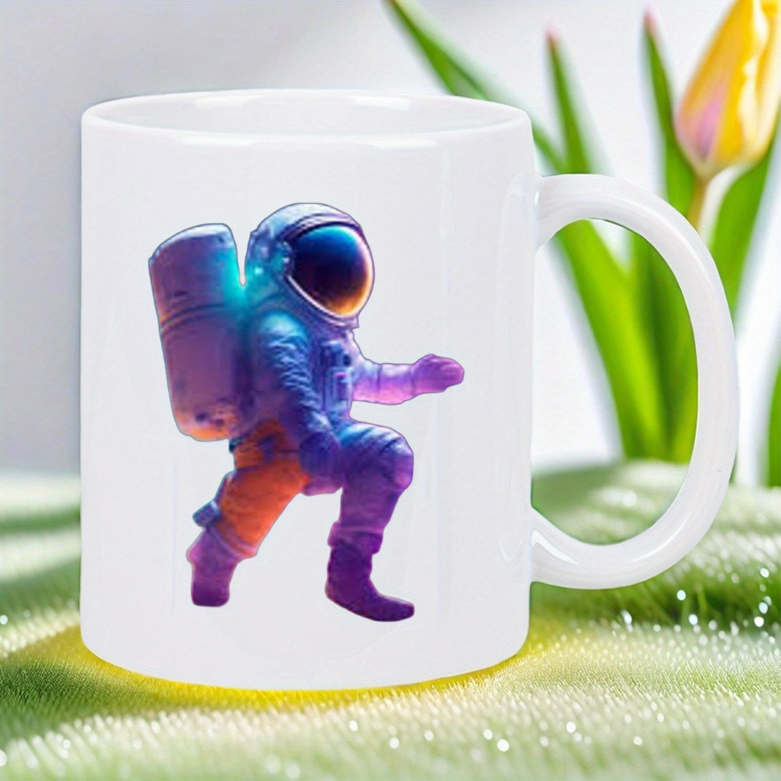 Tailorly White Ceramic 11 oz Mug - Vibrant Purple And Blue Space Suit Floating In Glowing Interstellar Galactic Light Astronaut