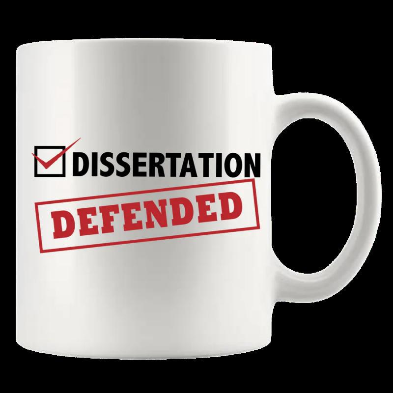 Tailorly White Ceramic 11 oz Mug - Dissertation Defended Academic Achievement With Red Checkmark And Stamped Style Mug