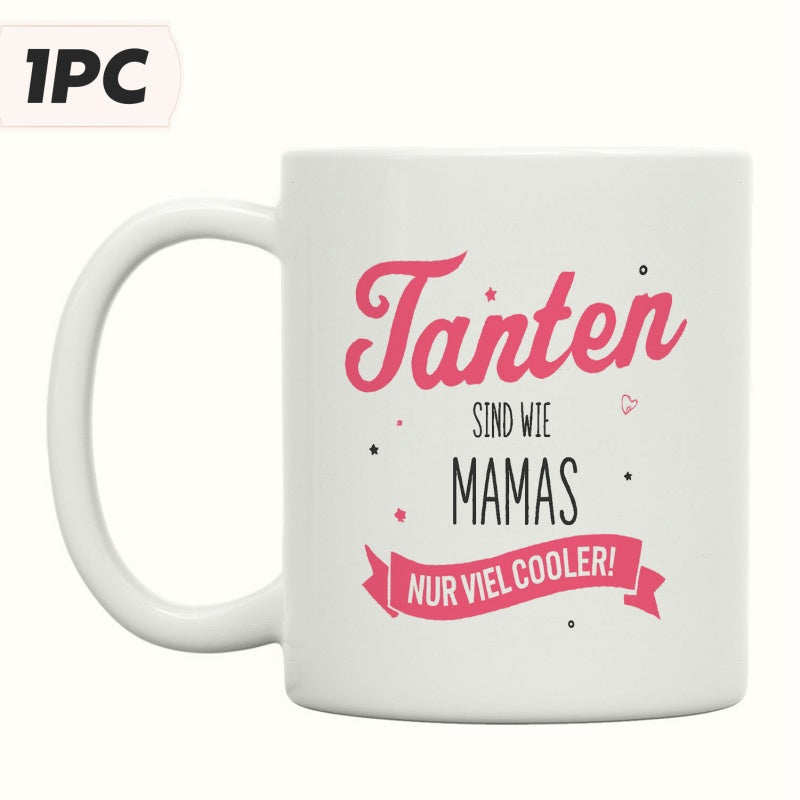 Tailorly White Ceramic 11 oz Mug - Elegant Script Typography With Decorative Pink Ribbon And Tiny Heart Elements Mug