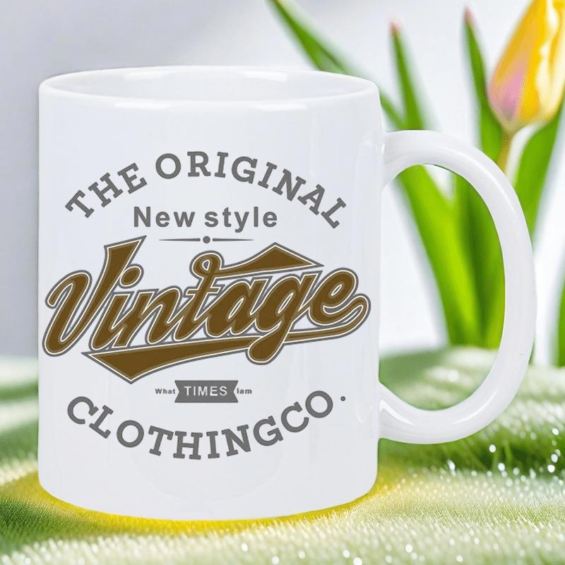 Tailorly White Ceramic 11 oz Mug - The Original New Style Vintage Times Clothing Co Retro Aesthetic Badge With Elegant Brown Script And Decorative Banner Mug