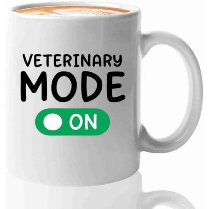 Tailorly White Ceramic 11 oz Mug - Veterinary Mode On Minimalist Digital Green Switch Icon Representing Professional Animal Healthcare Services Toggle