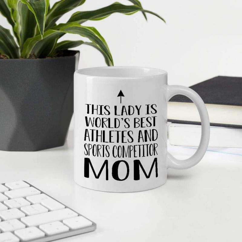 Tailorly White Ceramic 11 oz Mug - This Lady Is Worlds Best Athlete And Sports Competitor Mom Minimalist Black Typography Printed On Polished Mug