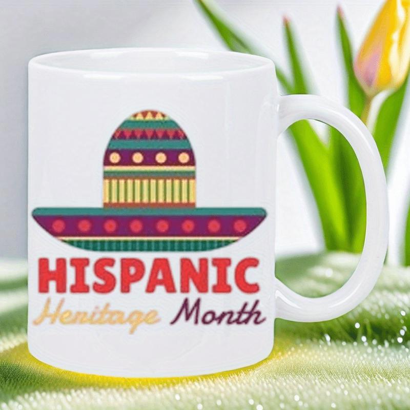 Tailorly White Ceramic 11 oz Mug - Hispanic Heritage Month Traditional Mexican Colorful Decorative Hat With Geometric Patterns And Vibrant Text Sombrero