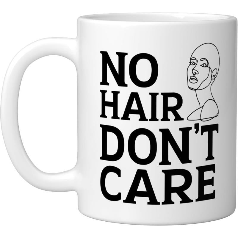 Tailorly White Ceramic 11 oz Mug - No Hair Don't Care Minimalist Line Drawing Representing A Graceful Confident Individual Woman