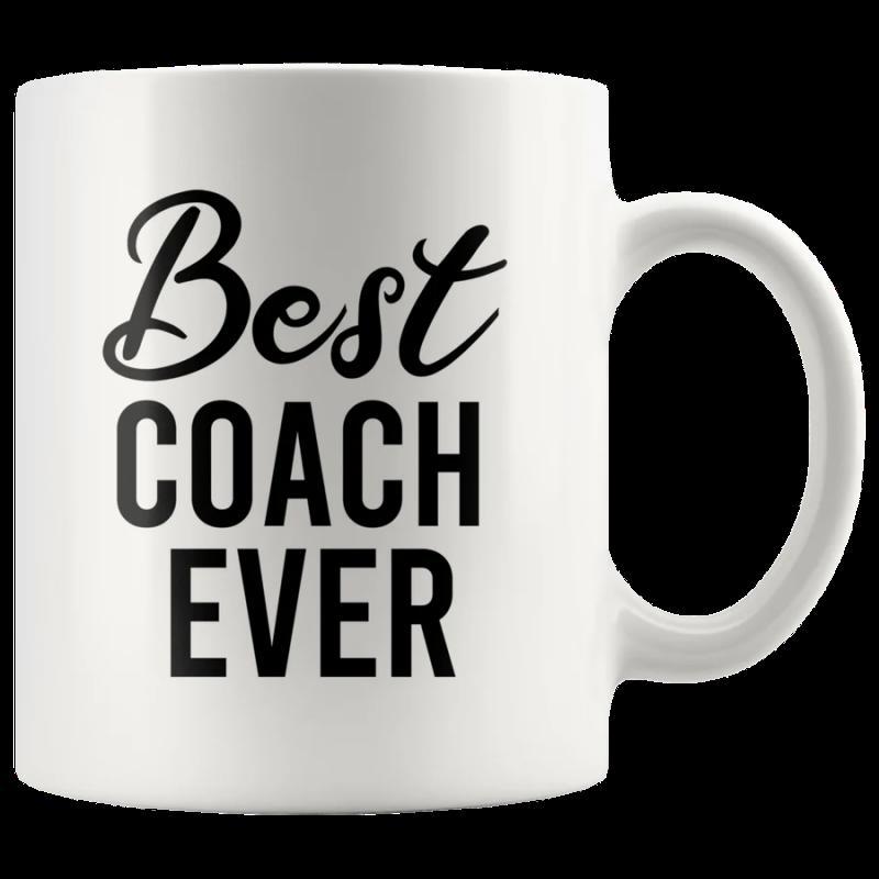 Tailorly White Ceramic 11 oz Mug - Best Coach Ever Minimalist White Ceramic Vessel Featuring Bold Black Script Typography Mug