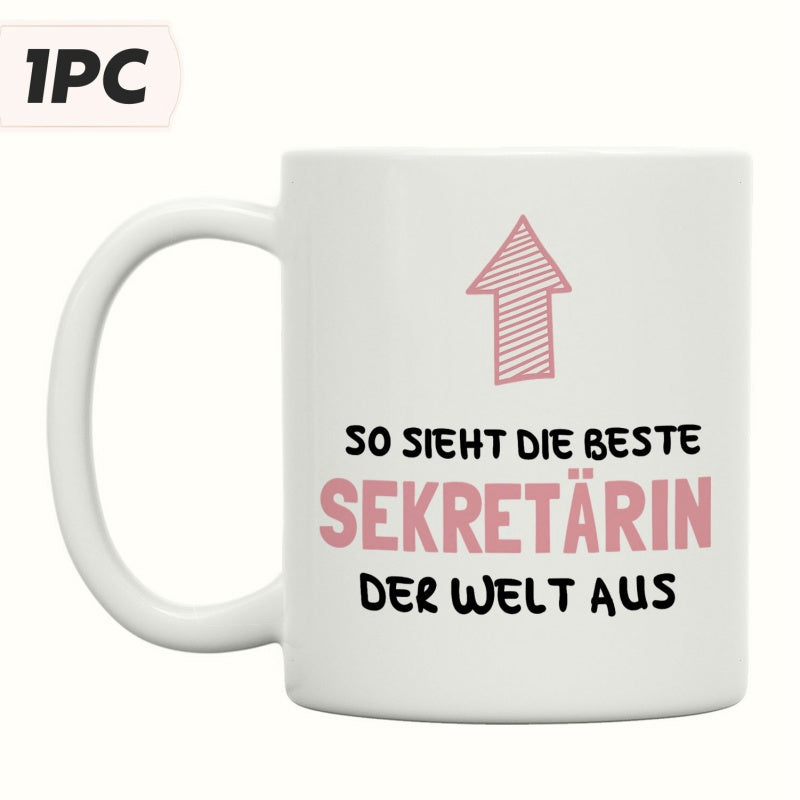 Tailorly White Ceramic 11 oz Mug - Minimalist Pink Hand Drawn Style Upward Pointing Hatching Pattern Arrow