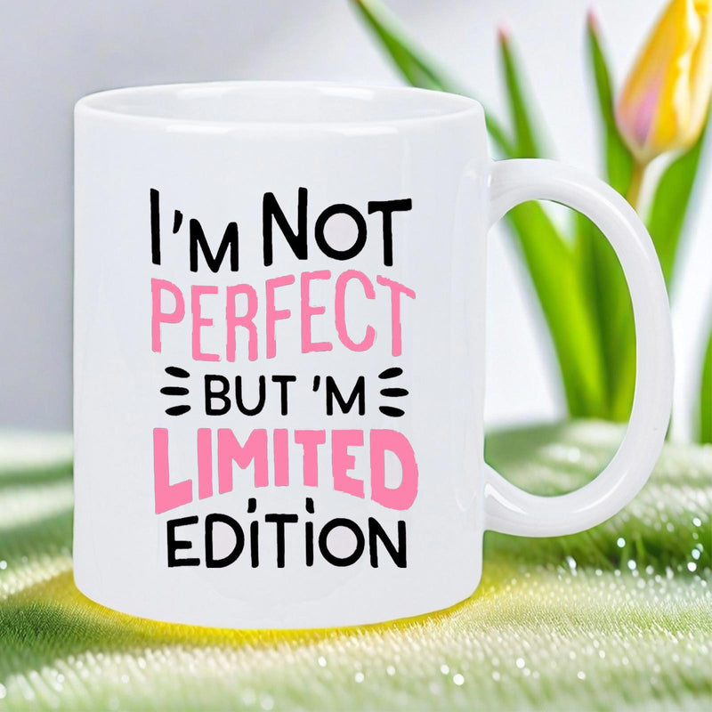 Tailorly White Ceramic 11 oz Mug - Im Not Perfect But Im Limited Edition Clean Featuring Playful Artistic Typography And Decorative Lines Mug