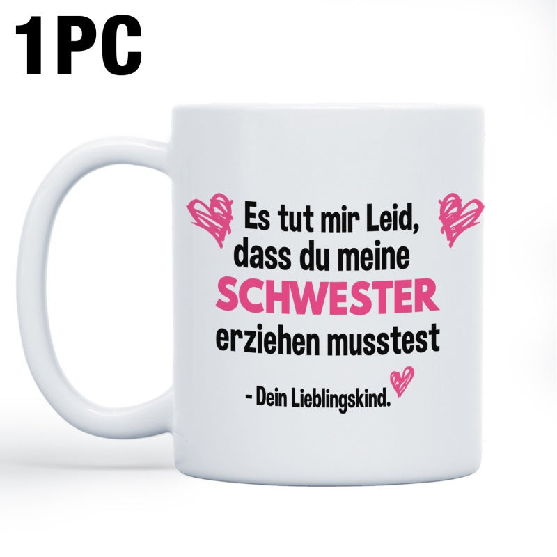 Tailorly White Ceramic 11 oz Mug - Simple Hand Drawn Artistic Pink Sketches Representing Love And Family Affection Heart