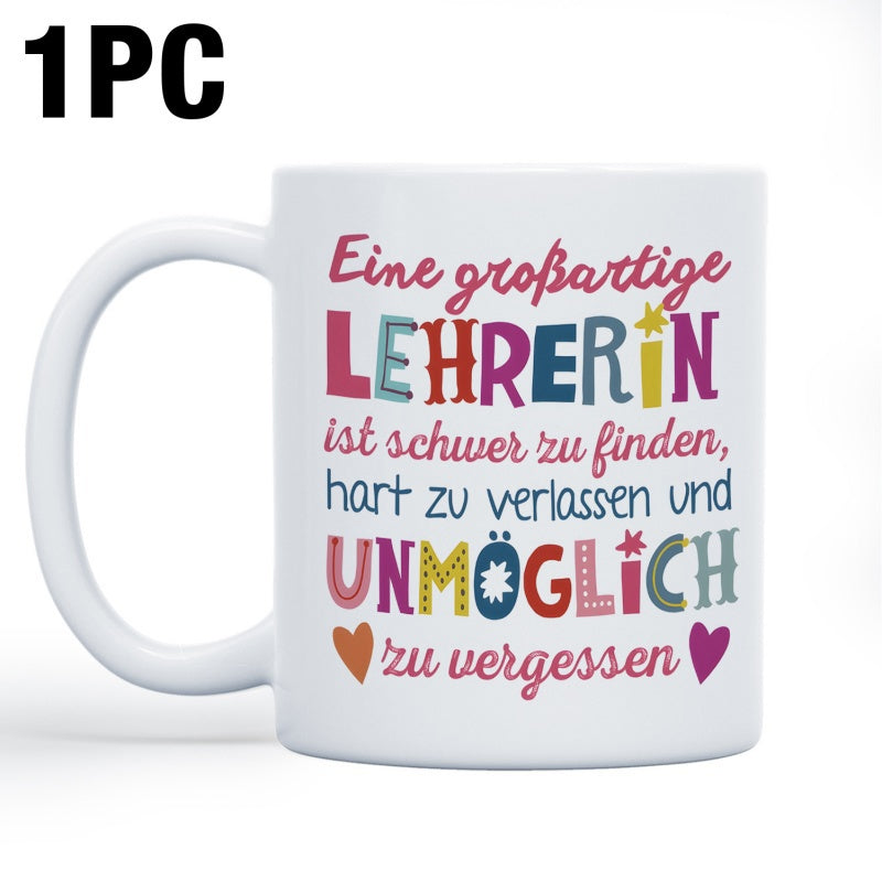 Tailorly White Ceramic 11 oz Mug - Minimalist White Ceramic With Colorful Heart Accents And Artistic Typography Mug