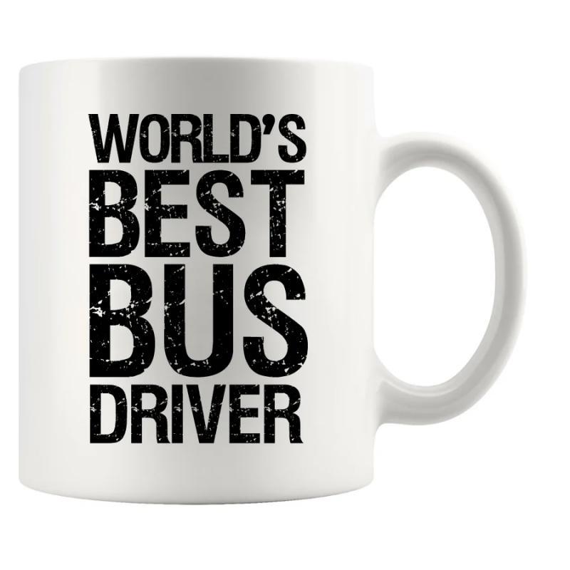 Tailorly White Ceramic 11 oz Mug - World's Best Bus Driver Bold Distressed Typography With Weathered Vintage Texture Ceramic Mug