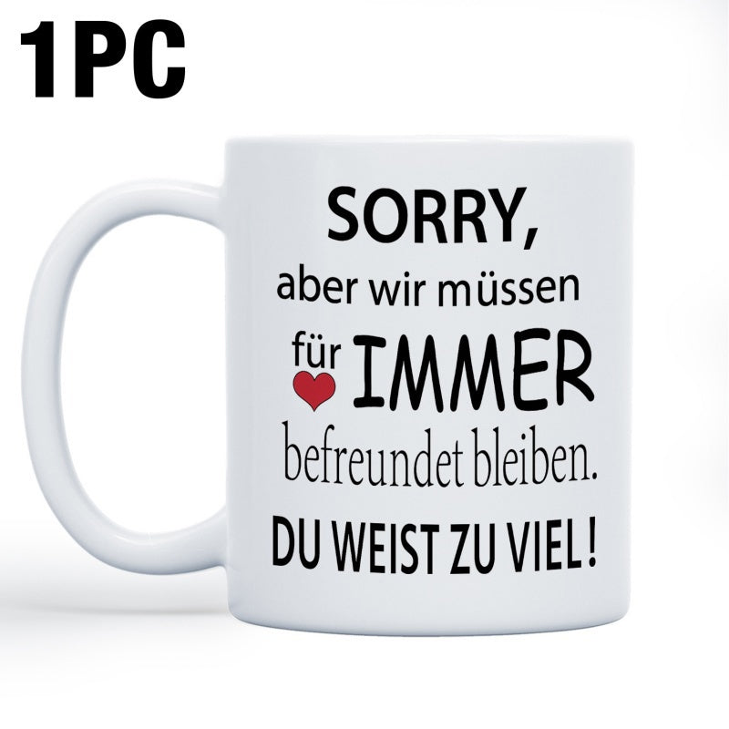 Tailorly White Ceramic 11 oz Mug - Sorry Minimalist Design With Vibrant Red Heart Floating On Clean Background Heart