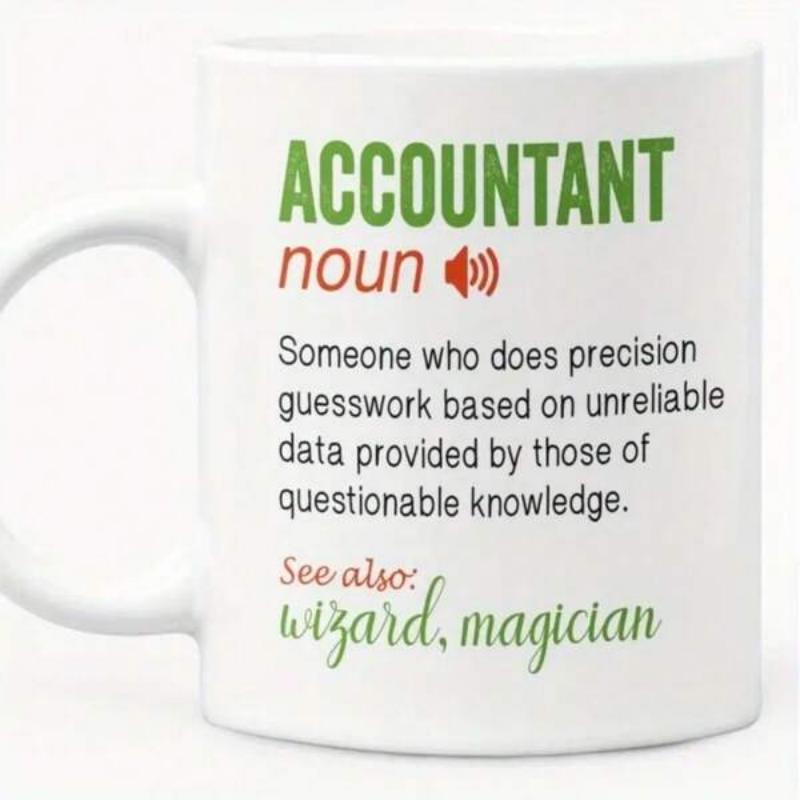 Tailorly White Ceramic 11 oz Mug - Accountant Noun Wizard Magician Clean Typographic Dictionary Style With Red Audio Symbol Definition