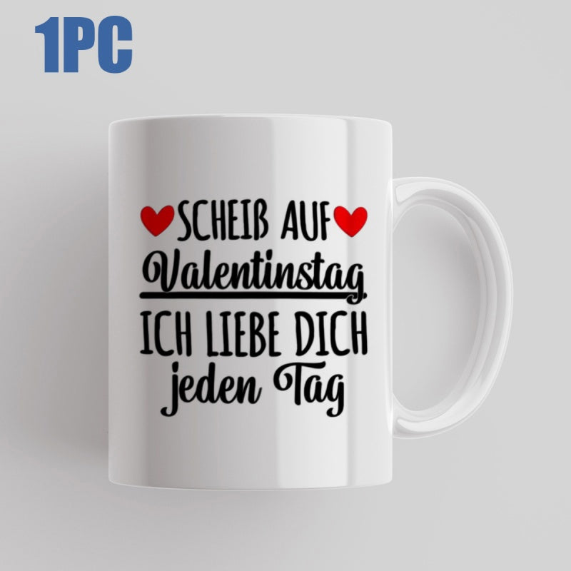 Tailorly White Ceramic 11 oz Mug - Elegant White Ceramic Coffee Cup Featuring Two Red Heart Icons Mug