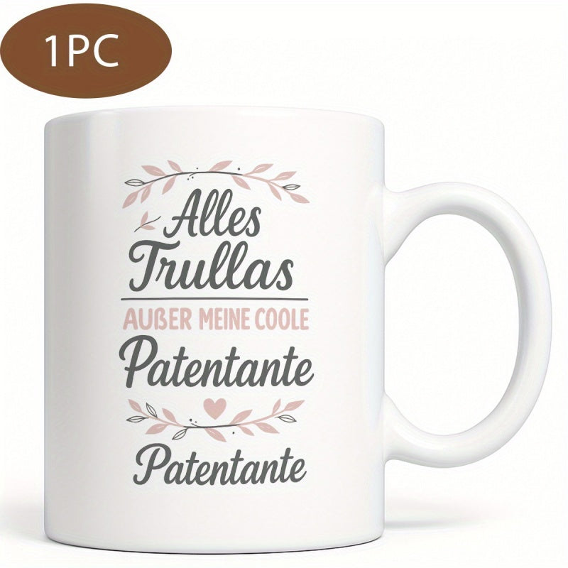 Tailorly White Ceramic 11 oz Mug - Delicate Pink Leafy Wreath Featuring A Small Heart Minimalist Ceramic Mug