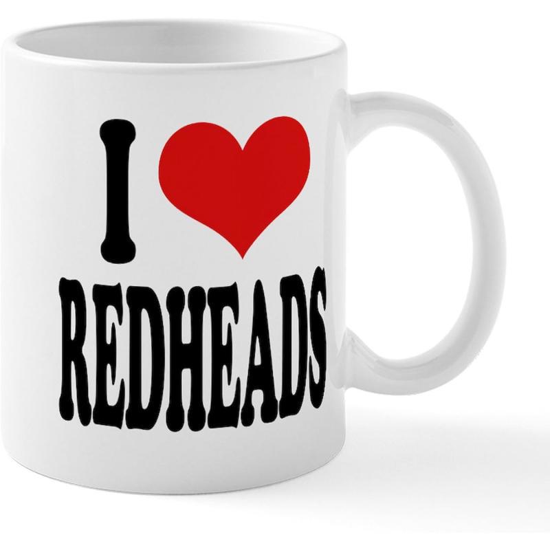 Tailorly White Ceramic 11 oz Mug - I Redheads Bold Black Lettering Featuring A Vibrant Red Heart Symbol Mug
